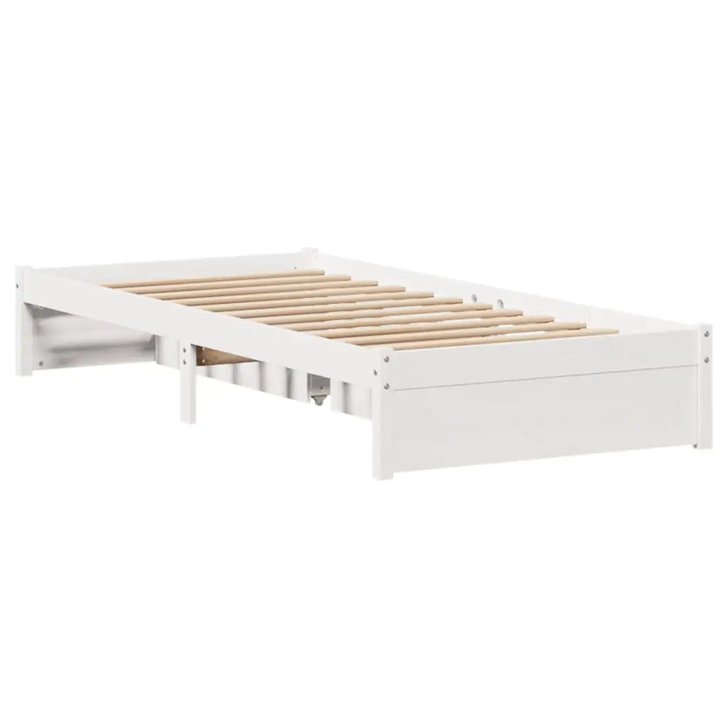 Letto senza Materasso Bianco 90x200 cm Legno Massello di Pino