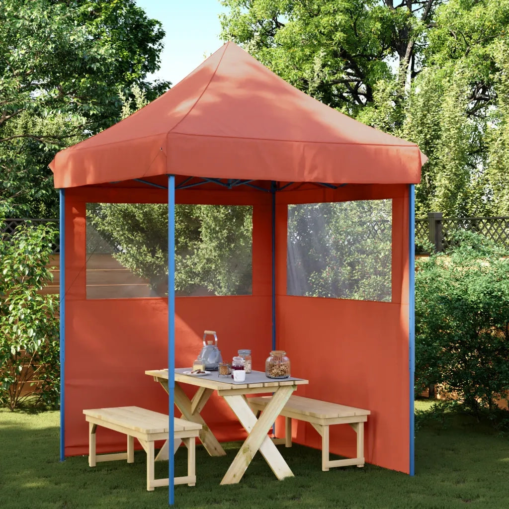 Tendone per Feste Pieghevole Pop-Up con 2 Pareti Terracotta 4004997
