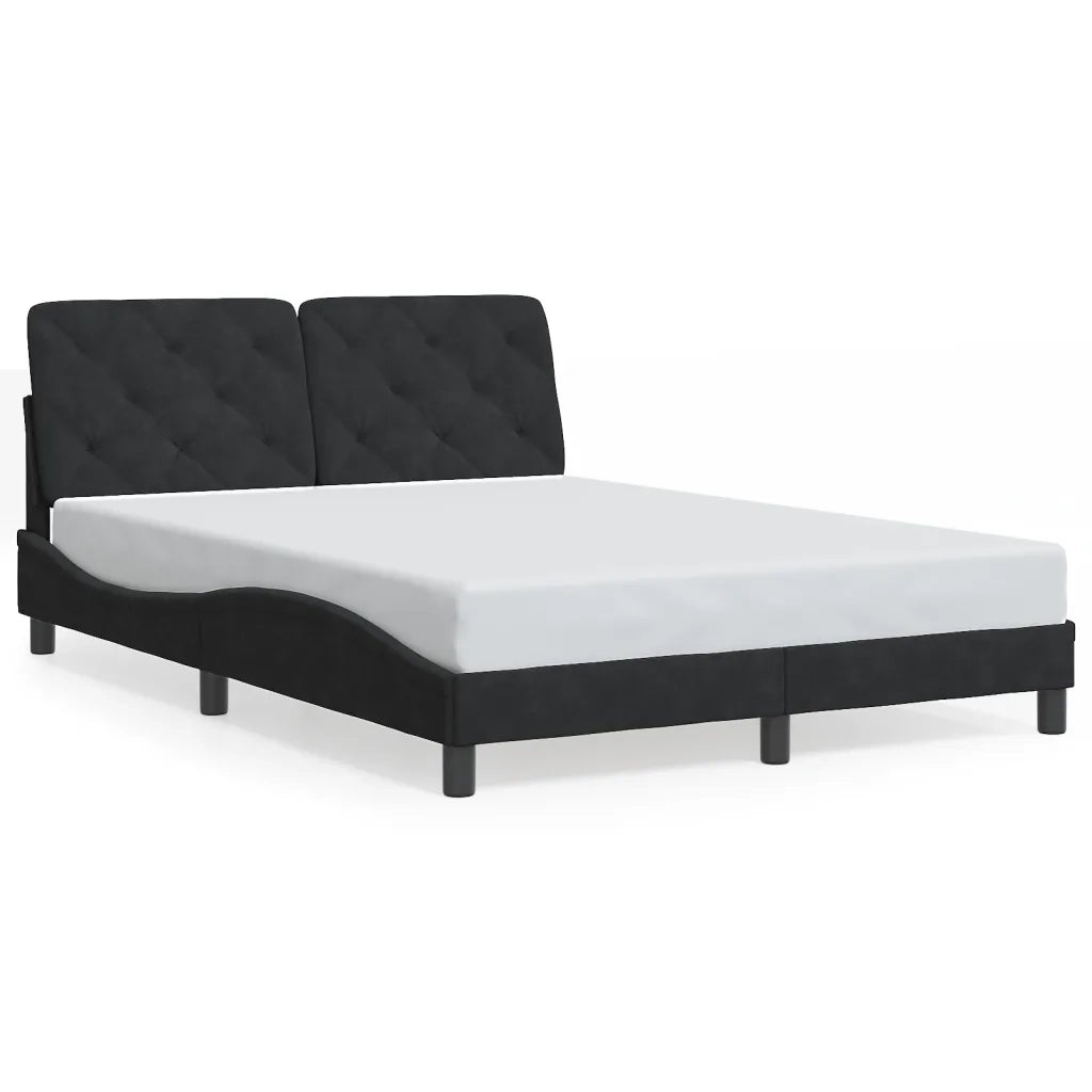 Giroletto con LED senza Materasso-Struttura Letto Nero 140x200 cm in Velluto