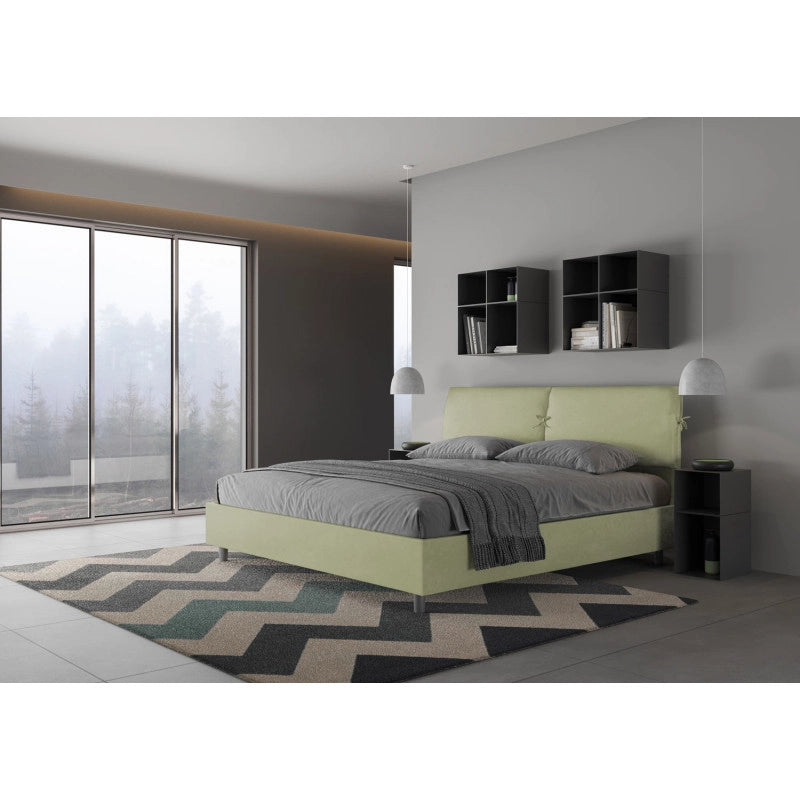 Letto imbottito Matrimoniale 180x190 cm Mados - Contenitore,Microfibra,Tè verde