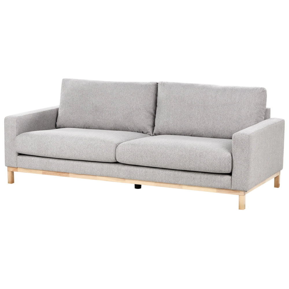 Divano 3 posti in tessuto grigio con gambe in legno chiaro soggiorno stile moderno