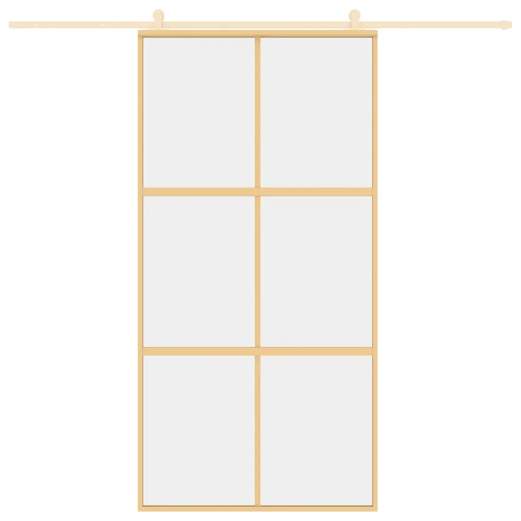 Porta Scorrevole Oro 102,5x205 Vetro Trasparente ESG Alluminio 155156