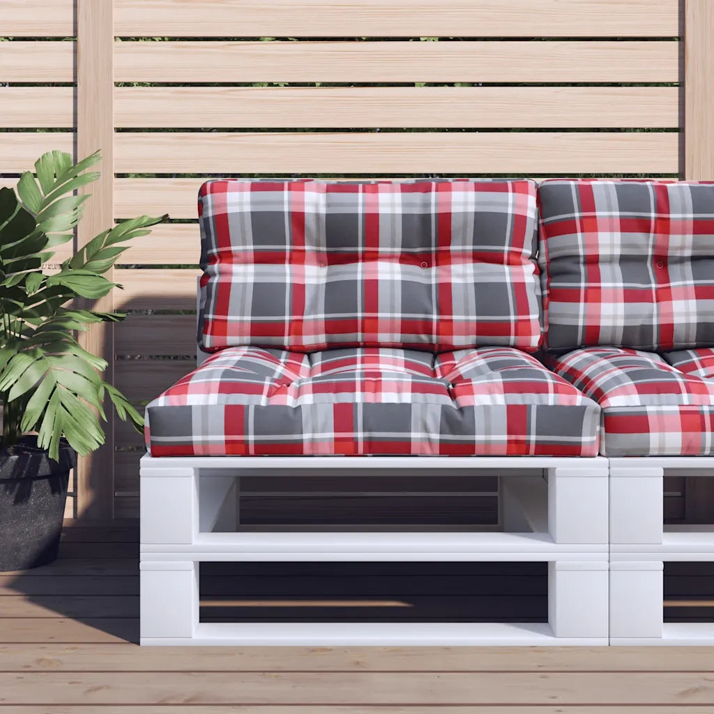 Cuscino per pallet | Cuscini per sedie a Quadri Rossi 70x40x12 cm in Tessuto