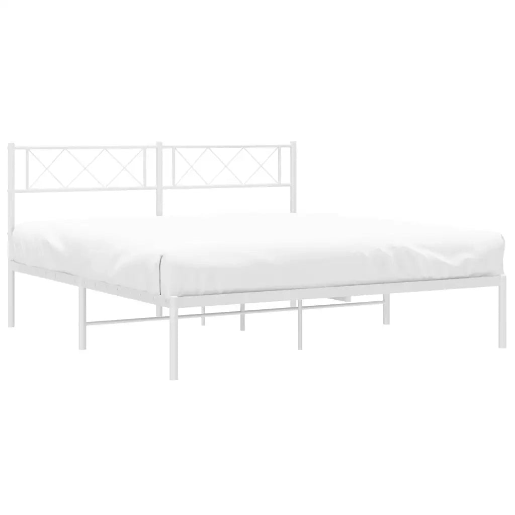Giroletto con Testiera Metallo Bianco 135x190 cm 372325