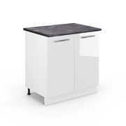 Mobile lavello cucina Fame-Line Bianco lucido/Bianco 80 cm con ripiano, PL Antracite Vicco