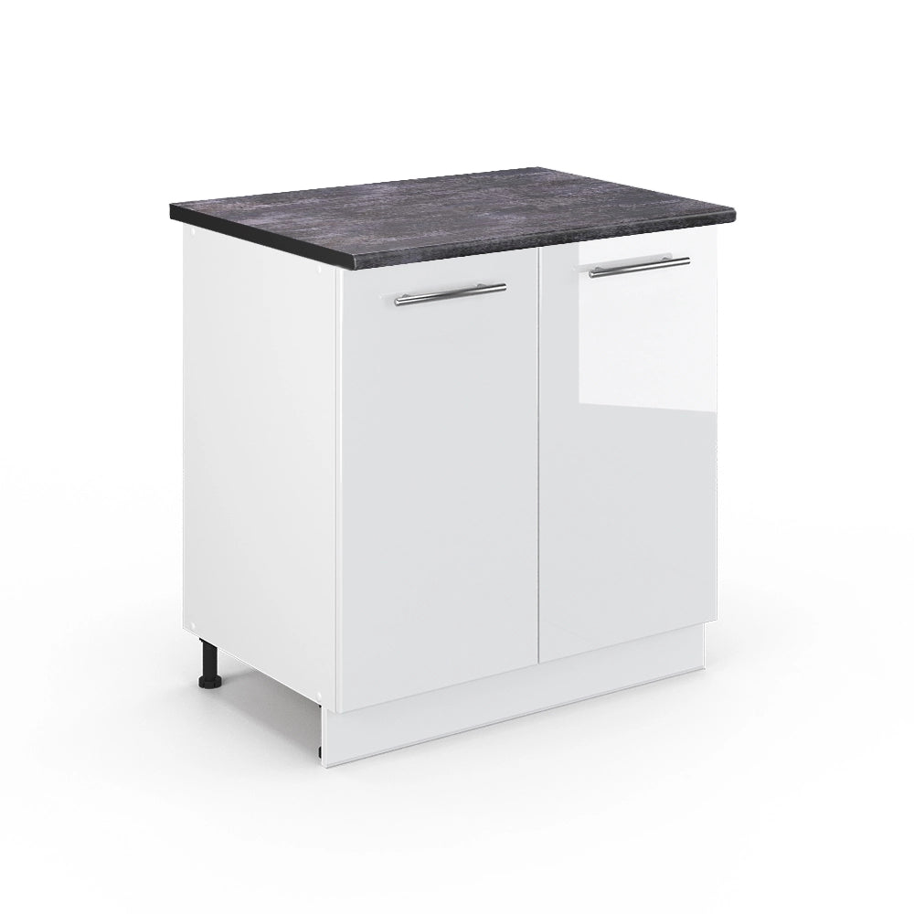Mobile lavello cucina Fame-Line Bianco lucido/Bianco 80 cm con ripiano, PL Antracite Vicco
