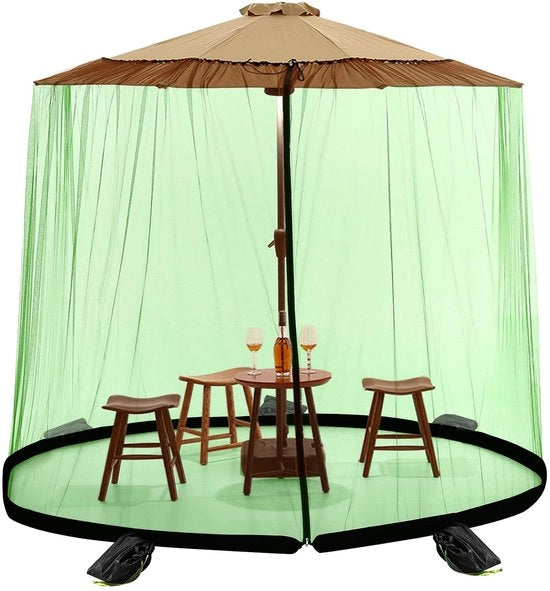 Klamboe per parasole con chiusura a cerniera e corda regolabile, Klamboe per ombrelloni esterni per giardino, terrazza, pergola e altre aree esterne (verde)