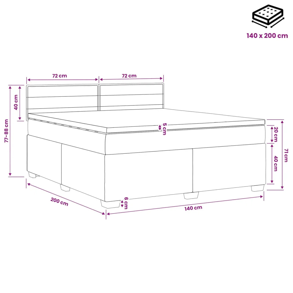 Letto box spring con materasso Blu 140 x 200 cm Tessuto 3450494