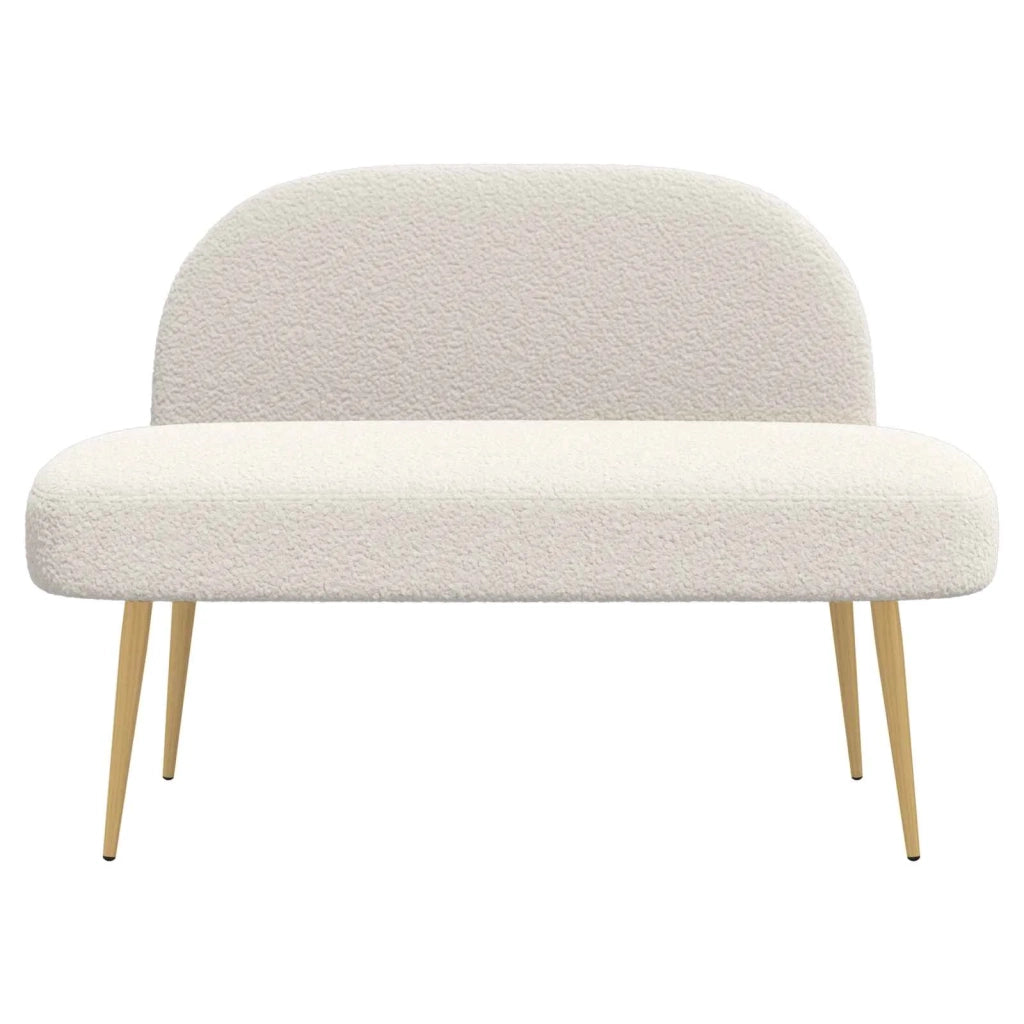 Panchina imbottita con schienale Crema 110 x 60 x 76 cm Bouclé