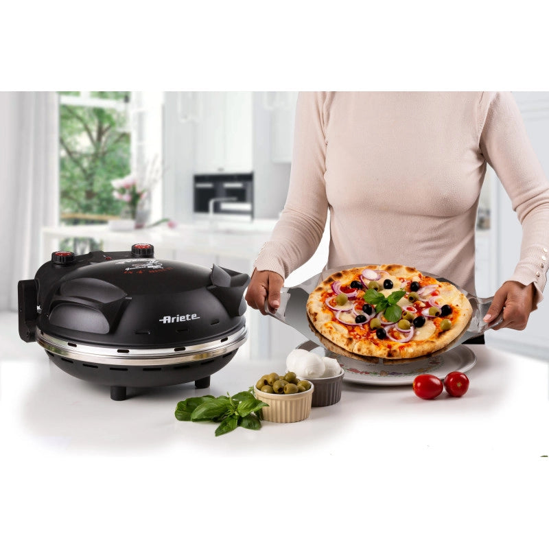 Forno Pizza - 4 Minuti - Piastra in Pietra Refrattaria - 1200W - Bianco