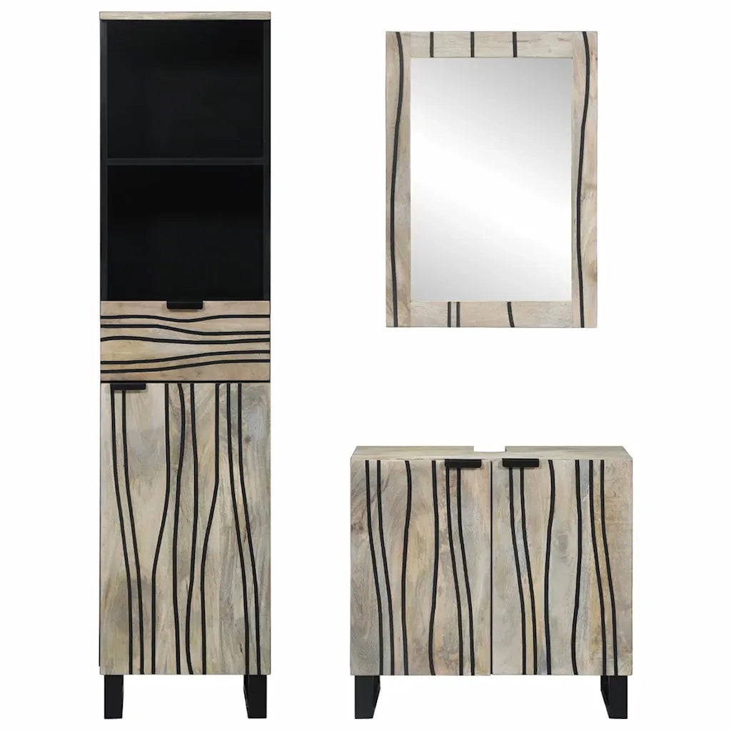 Set di mobili per il bagno 3 pcs Bianco Legno multistrato