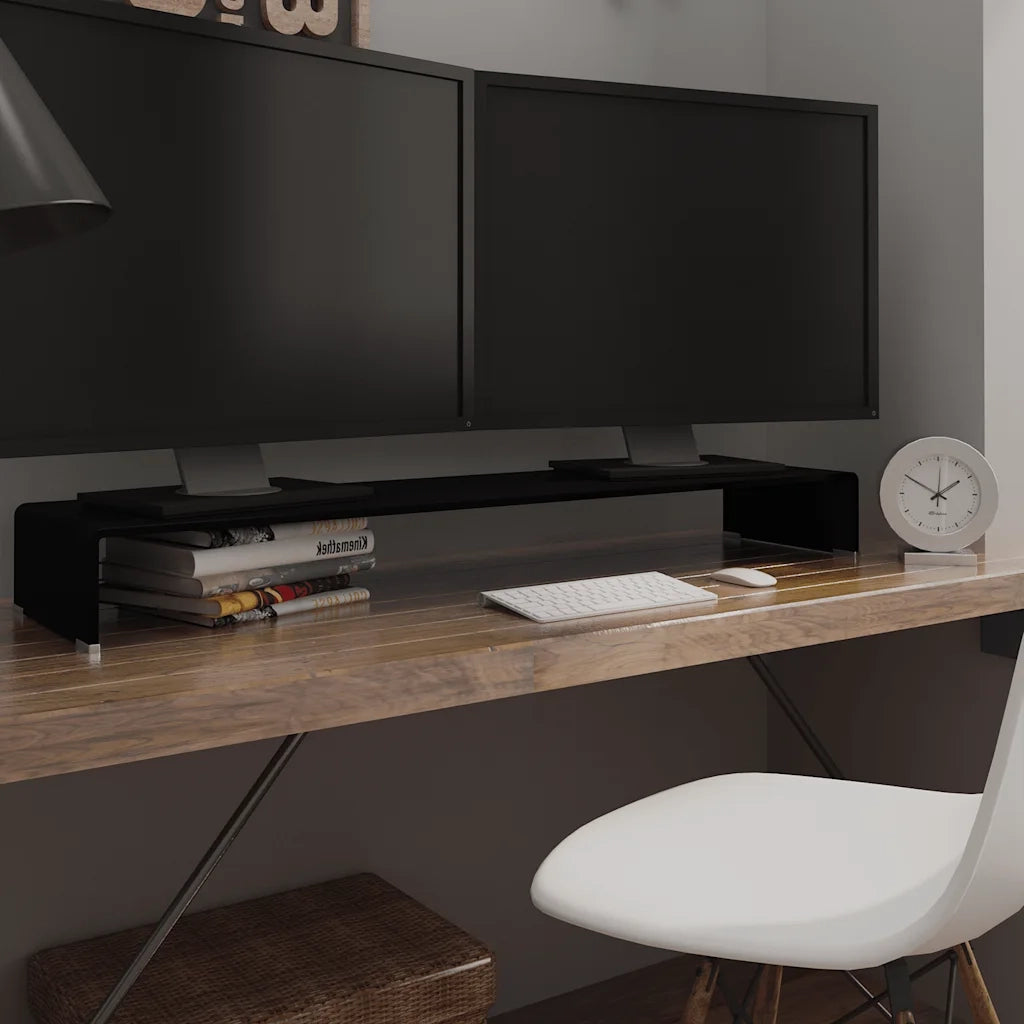 Mobile/Rialzo Porta TV in Vetro-Supporto per TV Nero 120x30x13 cm