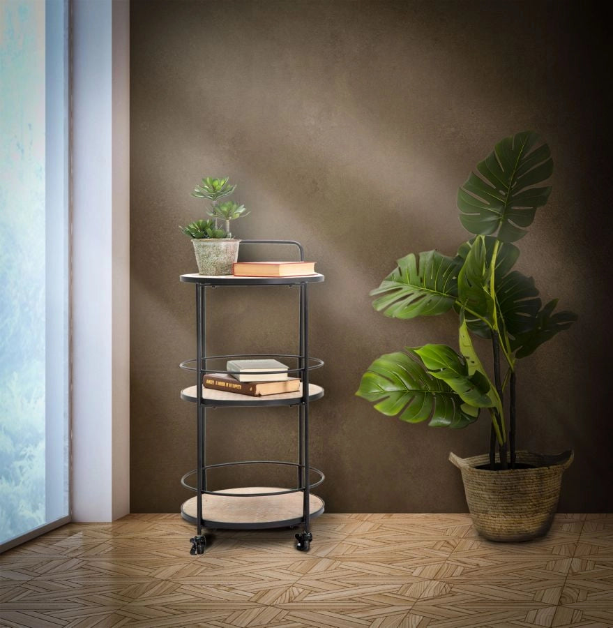 Carrello Arex 40x41,5x82 cm in Ferro e MDF Nero e Marrone