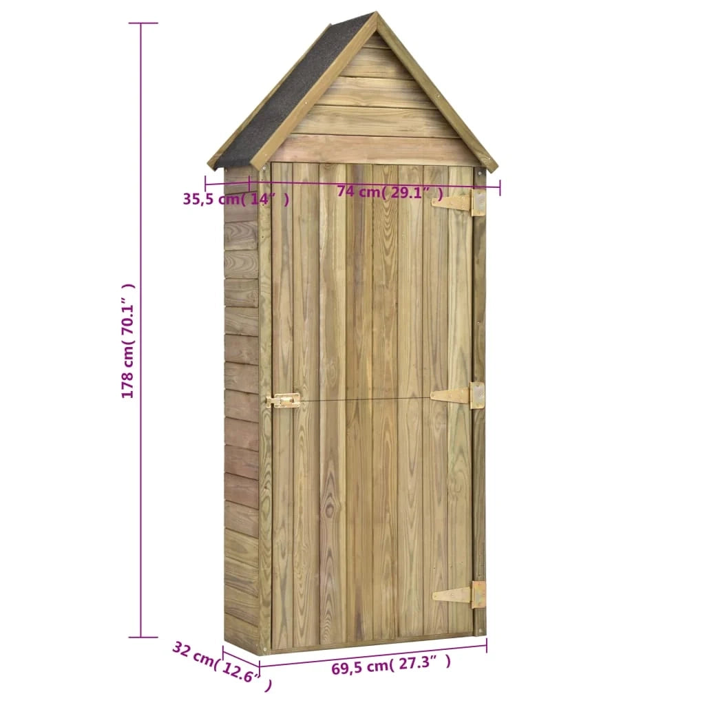 Casetta da giardino casetta per cabine capannone per rimessaggio casetta per esterni casetta per attrezzi robusti e porta 69,5 x 32 x 178 cm Legno di pino impregnato marrone 02_0022413