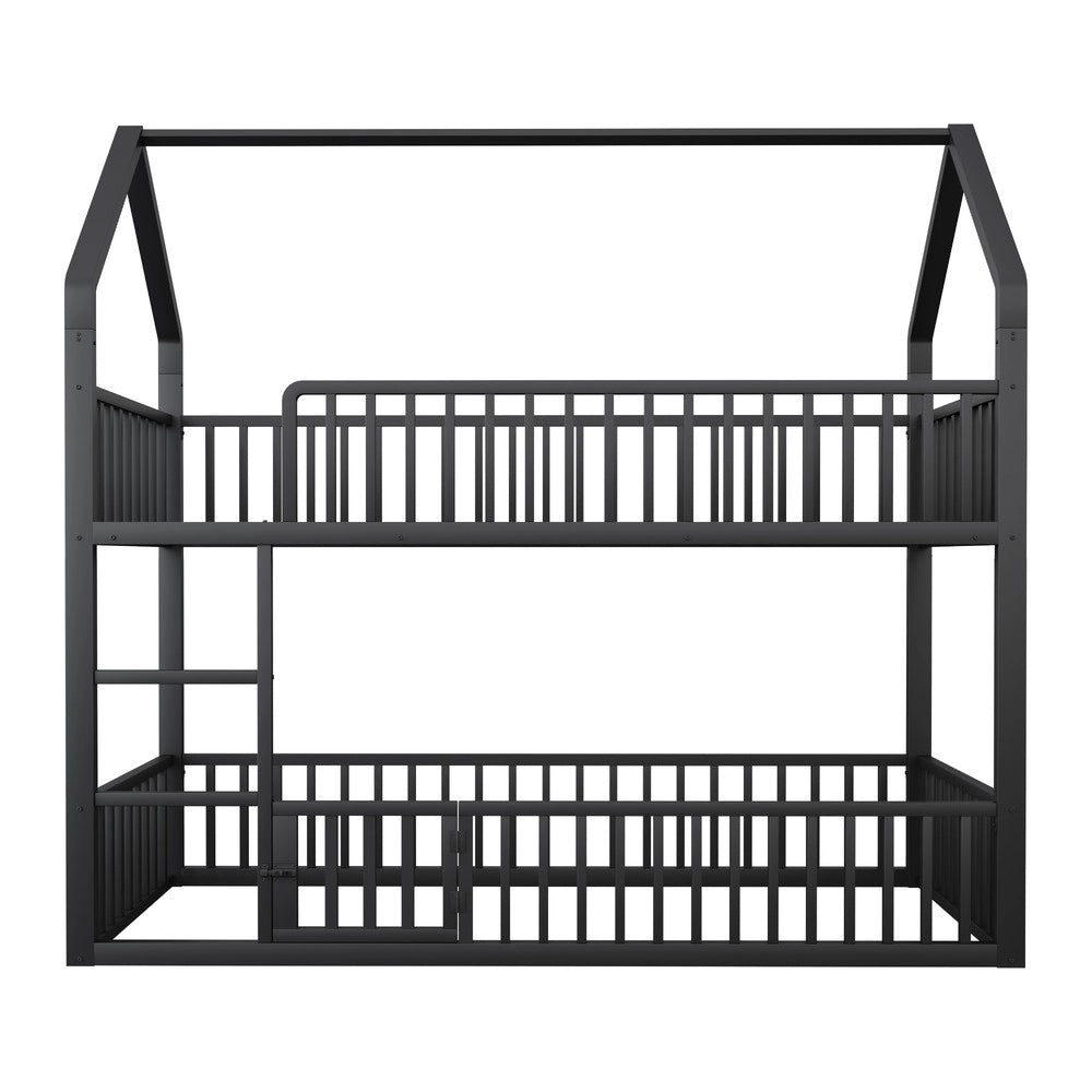 Letto a Castello Bambini con Scala e Porta ¨C Xylo ¨C Metallo Nero 90x200