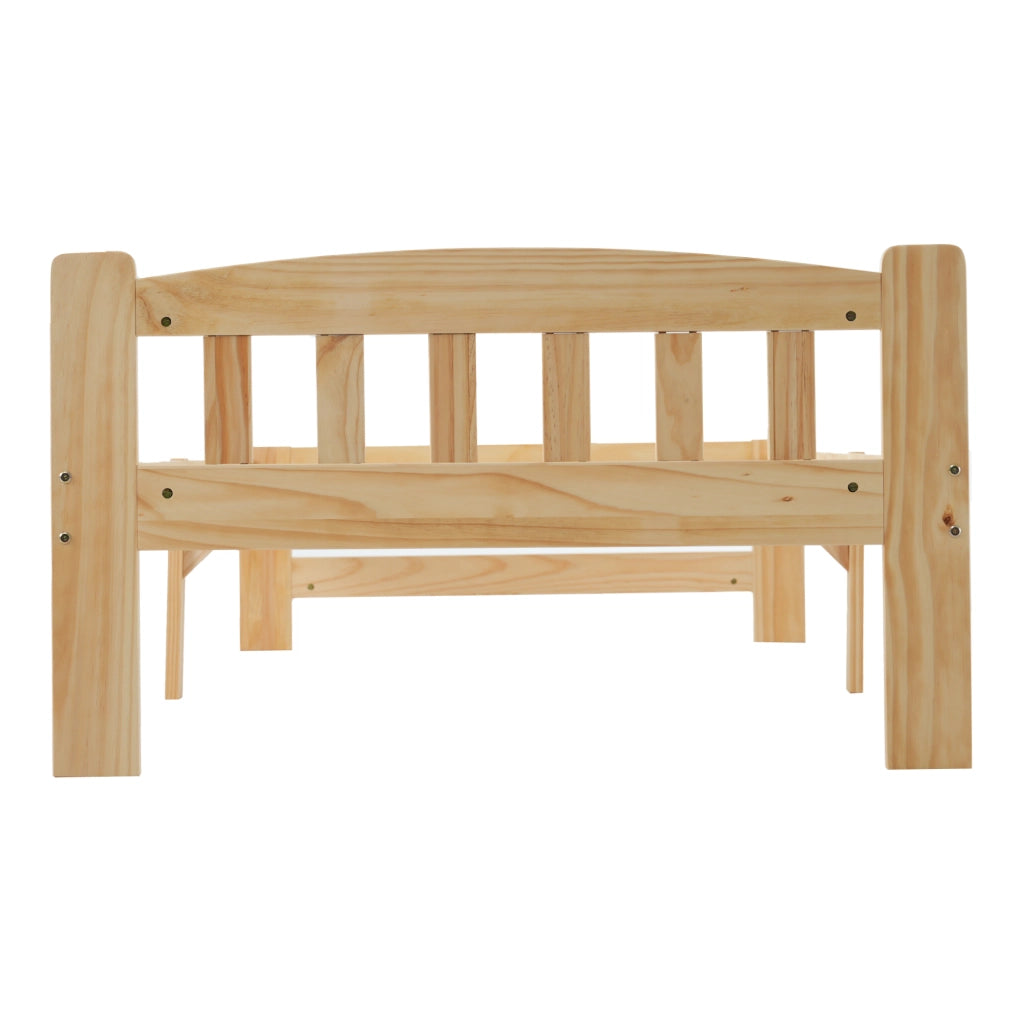 OKWISH Letto Singolo 90×200 cm con Testiera, 15 Doghe e Piede Centrale, senza Materasso, in Legno Massello, Naturale