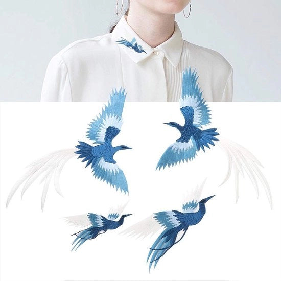 Set di Patches Decorativi a Maglia - Collezione di 4 Pezzi - Accessori per Abbigliamento - Uccello Fenice - Materiali in Rayon - Patches di Stoffa