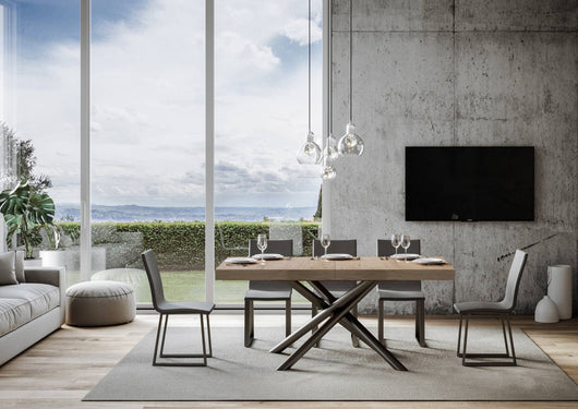 Tavolo Allungabile 200-460x90x77 cm Famas Quercia Natura Telaio Antracite