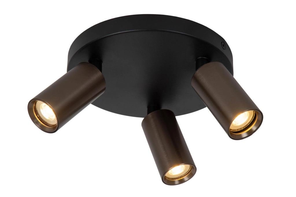 Plafoniera RITMO 3 luci marrone nero MR11 Lucide