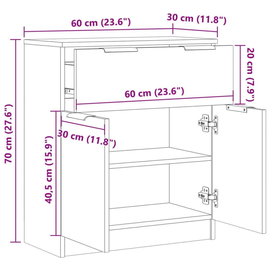 Buffet credenza cassettiera armadio mobile contenitore organizer cucina soggiorno salotto legno vecchio 60 x 30 x 70 cm legno ingegnerizzato marrone 02_0036605