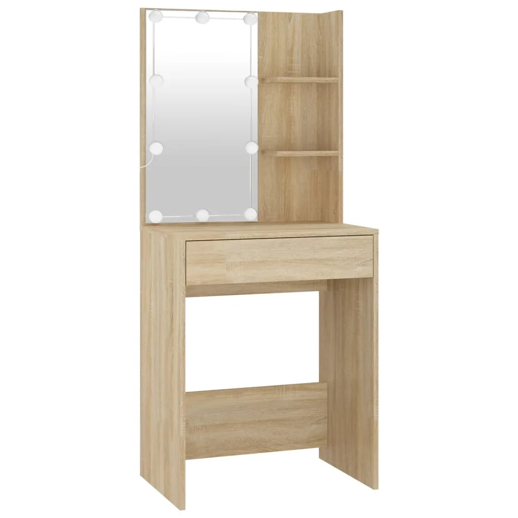 Toeletta LED con 2 Armadietti Legno Multistrato Rovere Sonoma 3082029