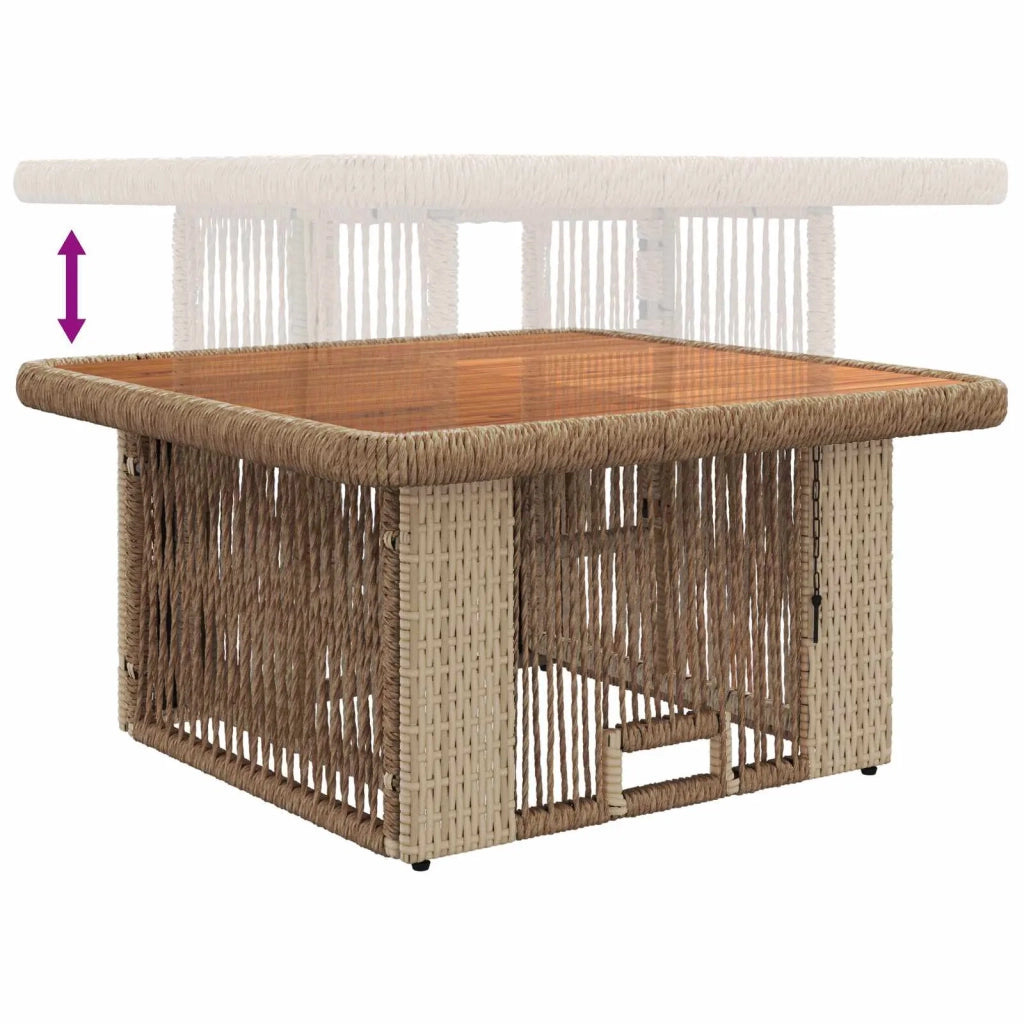 Set da Pranzo per Giardino 3 pcs Beige e Crema polyrattan