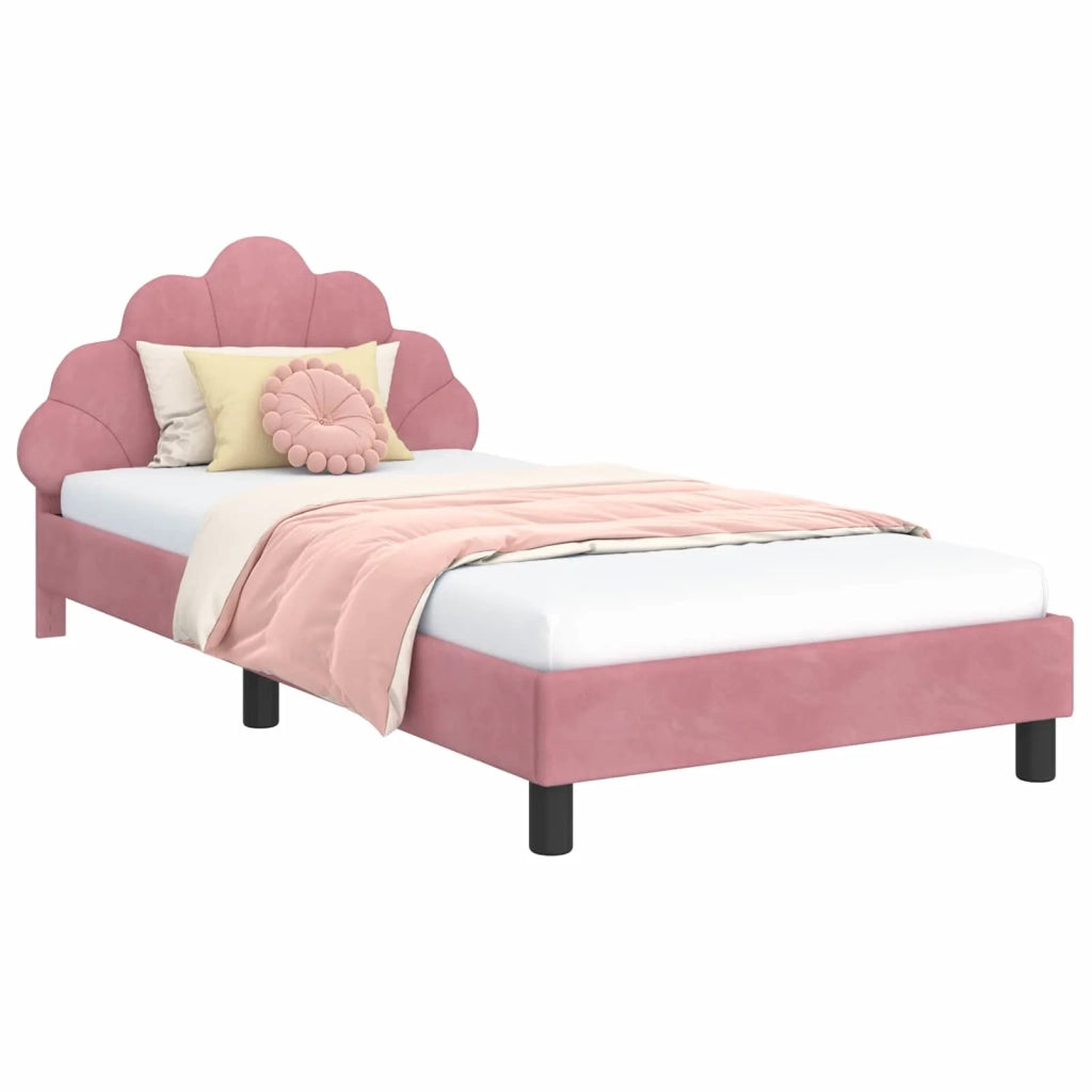 Struttura letto bambini con testata Rosa 80 x 200 cm Velluto 42011151