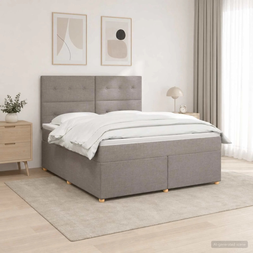 Letto box spring con materasso Tortora 160 x 200 cm Tessuto 3455389