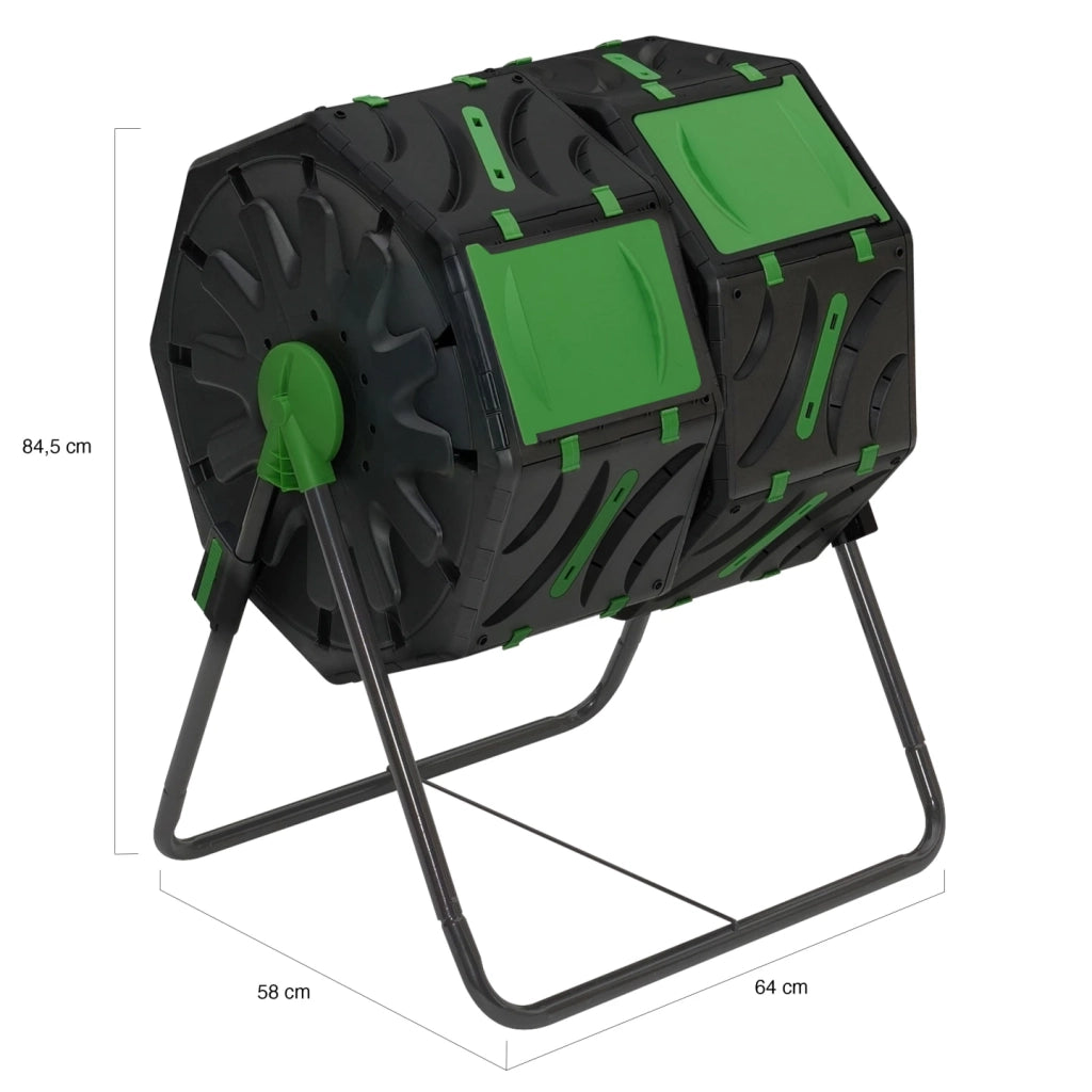 IDMarket - Bidone per compost rotante a doppia vasca da 140 l