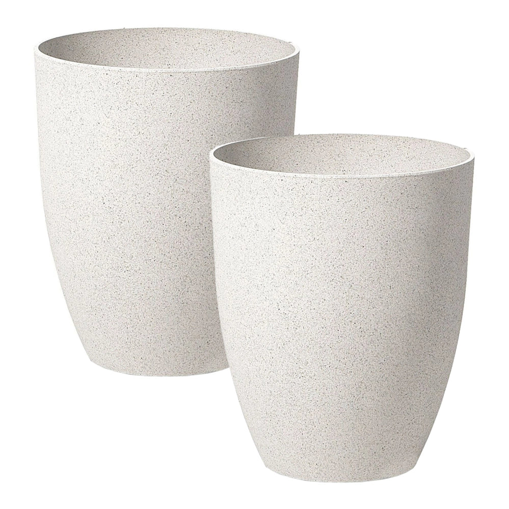 Set di 2 vasi in poliresina in fibra di vetro di colore bianco sporco 43 x 43 x 52 cm interni ed esterni