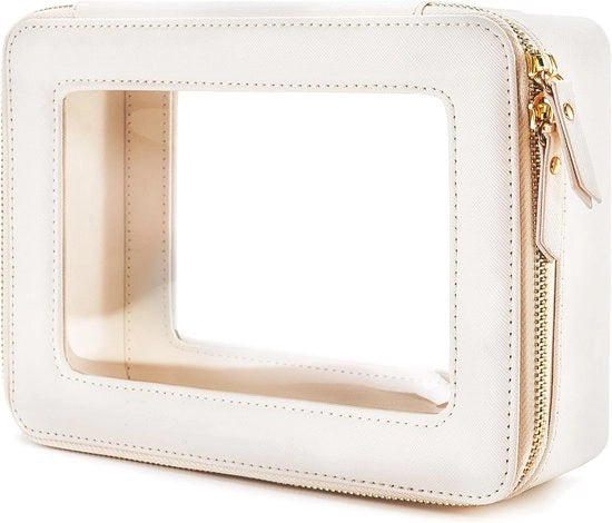 Borsa di Cosmetici - Borsa di Make-up trasparente – Borsa per viaggio & Borsa di Cosmetici con cerniera – Borsa per prodotti personali e make-up – Bianca