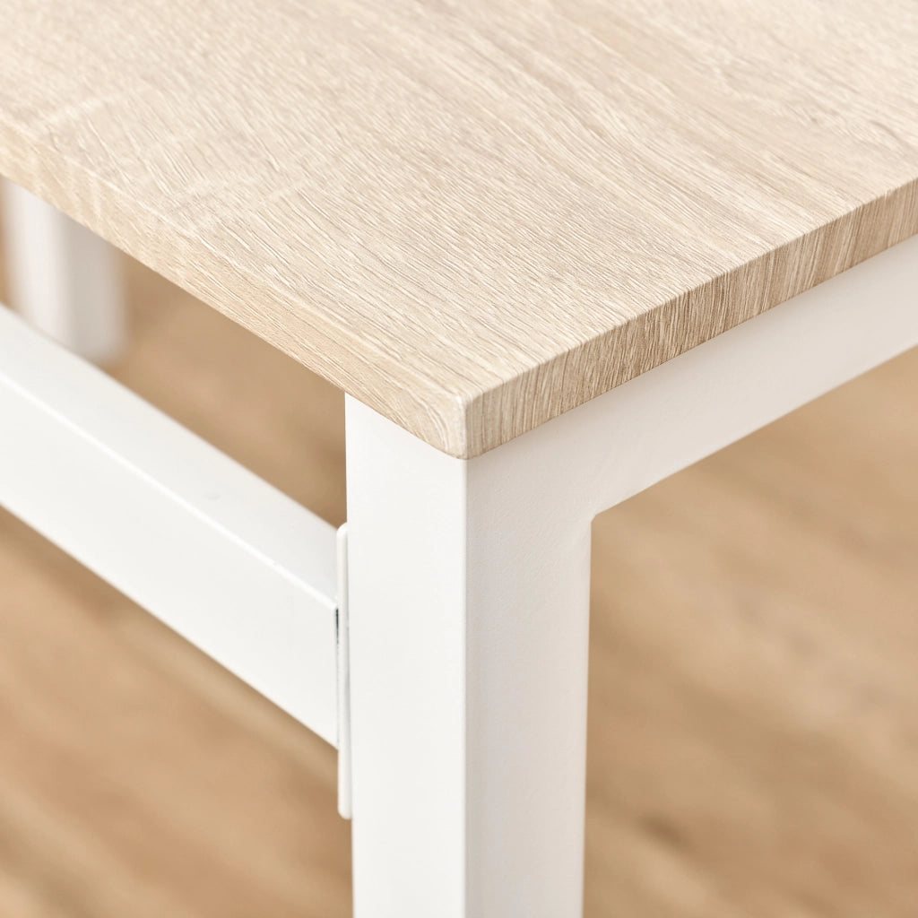 Tavolo da pranzo con 4 sedie, struttura in MDF e telaio in acciaio, stile rustico, per cucina, grigio chiaro