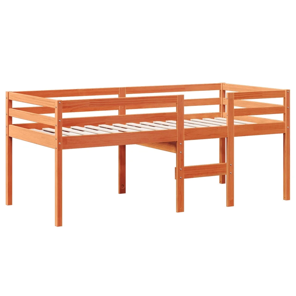 Letto singolo | Letto per adulti | Letto a Soppalco con Tetto Cera 80x200 cm in Legno di Pino