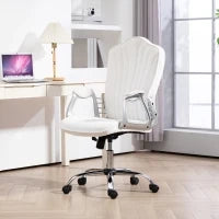 Sedia da Scrivania Girevole con Altezza Regolabile Braccioli Schienale Curvo Funzione di Basculante Bianco