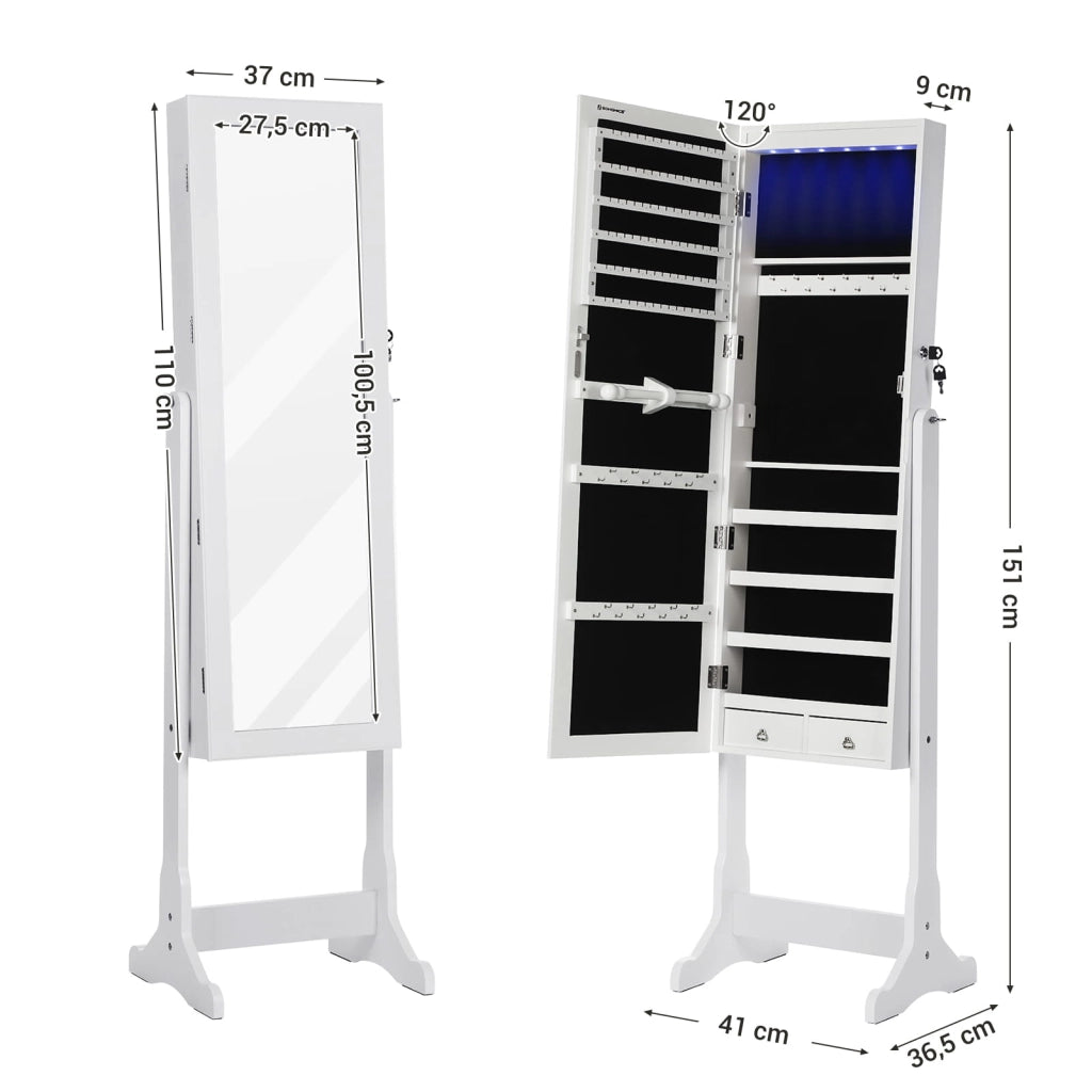 Mobiletto portagioielli con specchio VALORA e interno in velluto - JBC94W