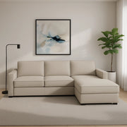 Assobasso, Divano Fisso con Penisola Sfoderabile Made in Italy, 260x95 cm Grigio Tortora\