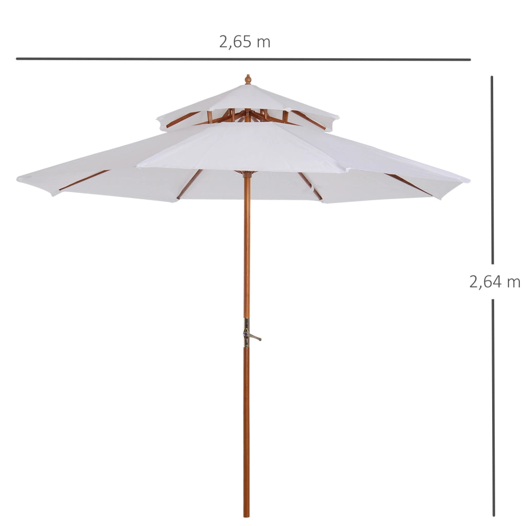 Ombrellone da giardino in legno doppio tetto ¨C zephmum ¨C bianco 300x300