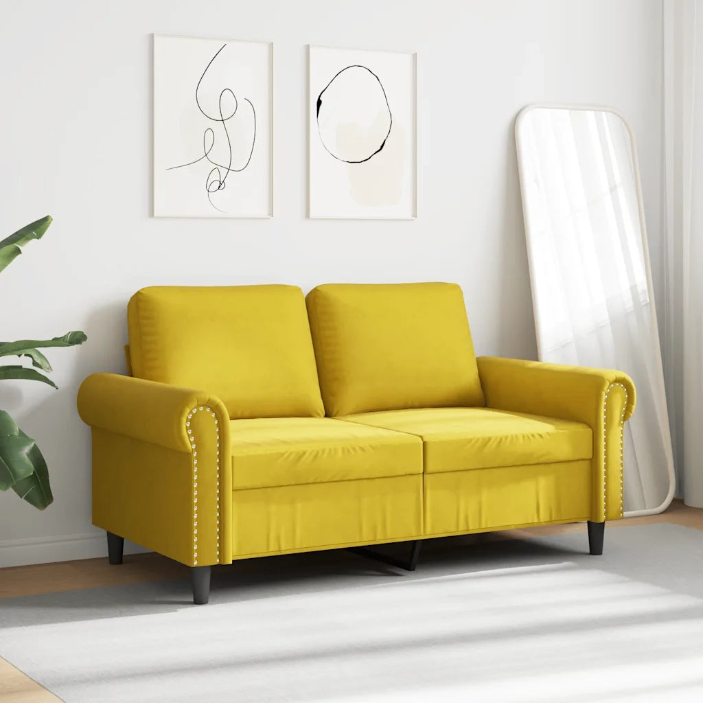 Divano a 2 Posti giallo 120 cm in Vellutocod mxl 86736