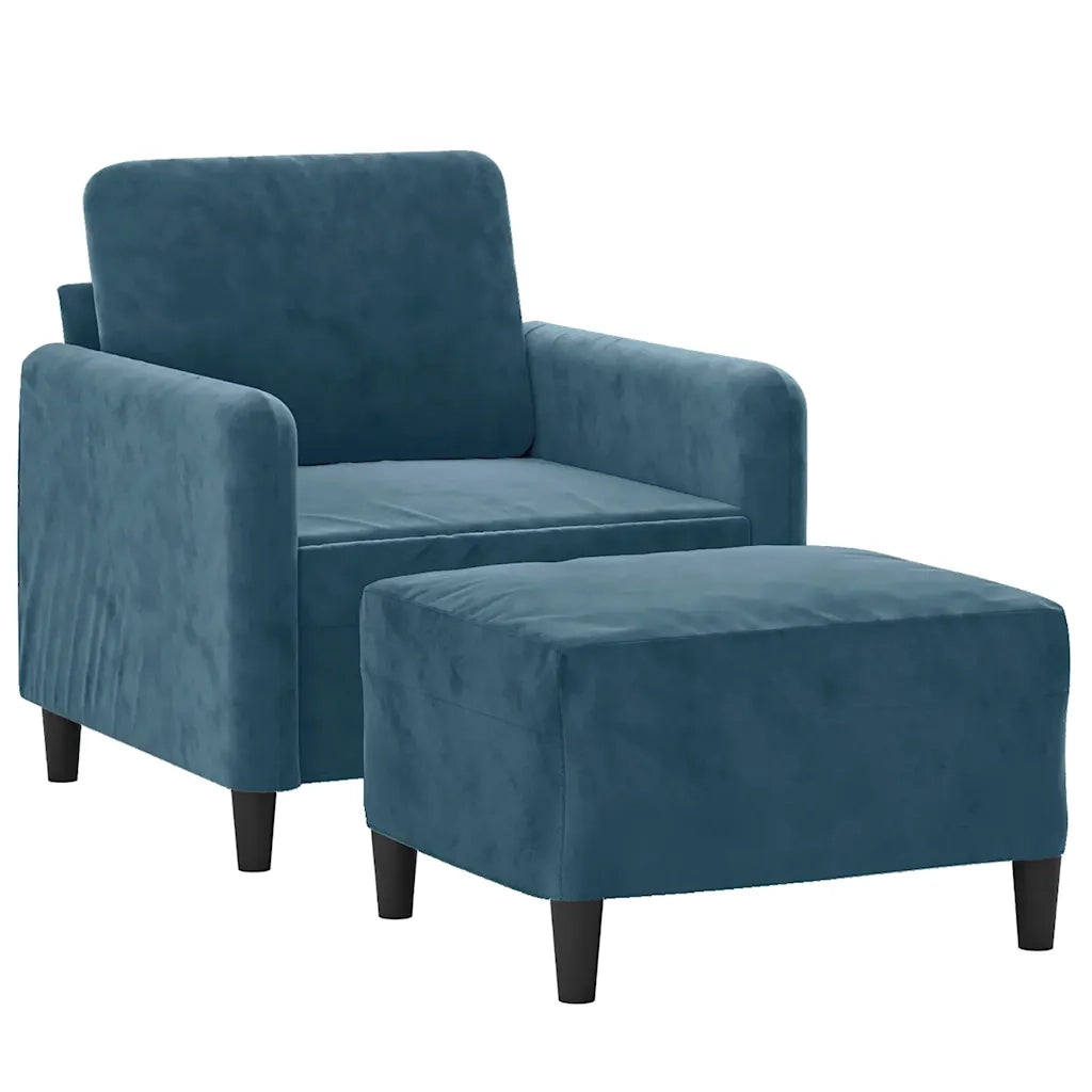 Poltrona | Sedia Relax con Poggiapiedi Blu 60 cm in Velluto