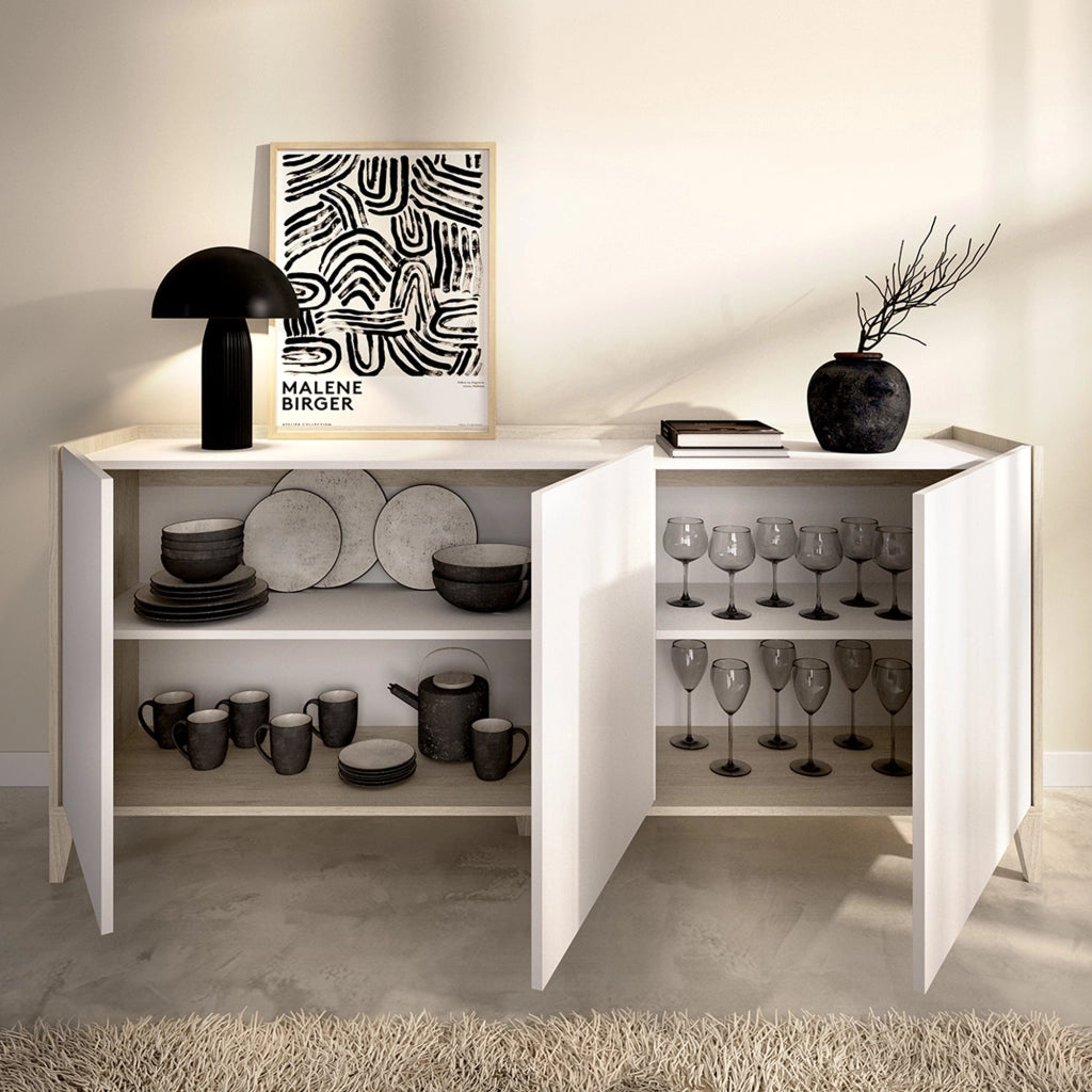 Madia Caribou, Credenza 2 Ripiani, 40x150x78h cm Bianco