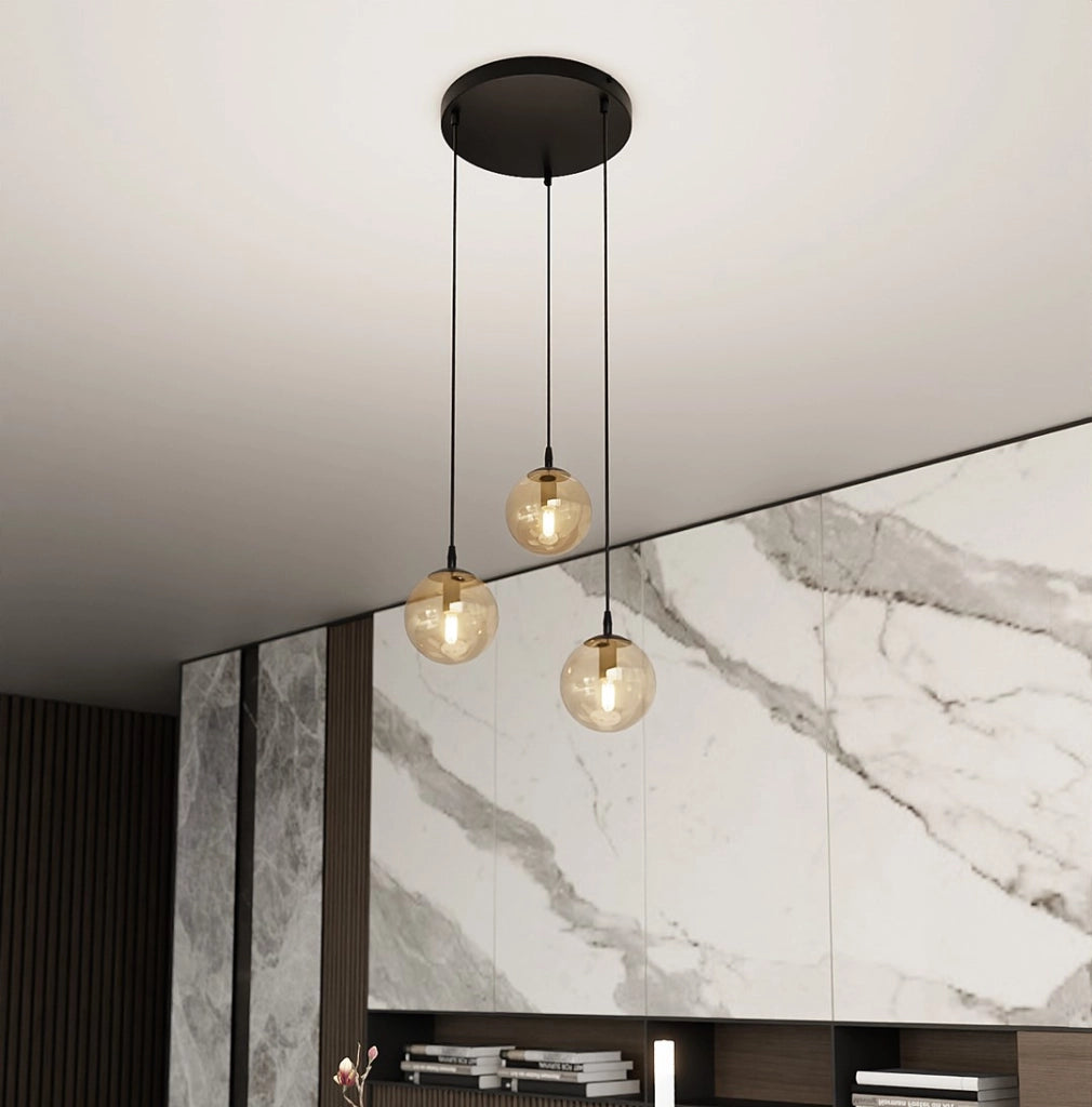 Lampadario Emibig COSMO 3 3xE14 nero miele vetro Premium