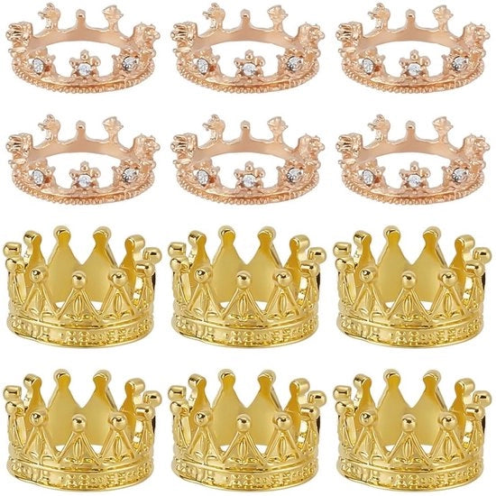 Accessori decorativi per poppenhuis - Corona miniatura metallica dorata 12 pezzi