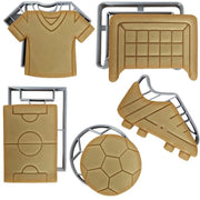 Set di biscotti a forma di maglietta e pallone da calcio con stampi per feste sportive, 5 pezzi