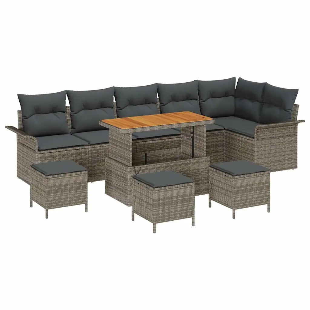 Set Divano da Giardino con cuscino 10 pcs Grigio 3364113