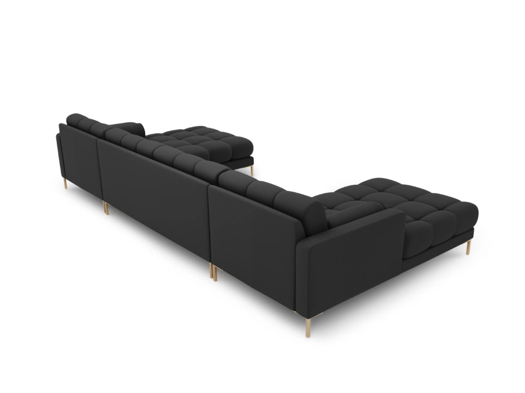 Cosmopolitan Design - Divano panoramico "Bali" 7 posti in tessuto strutturato grigio scuro 