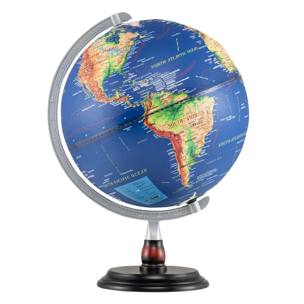 Globo illuminato 30 cm base in legno pratico supporto decorazione moderna in PVC blu 20_0018602