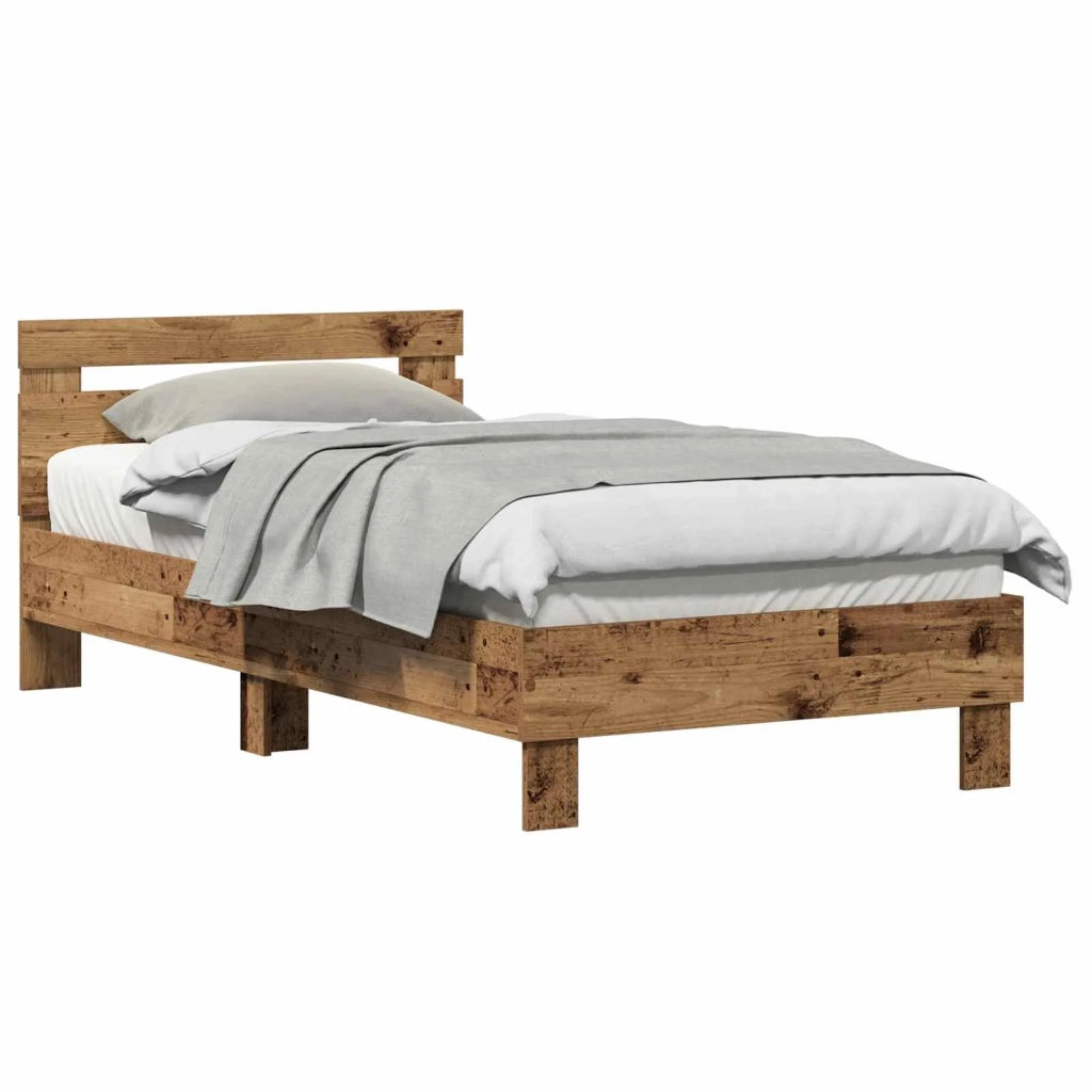 Struttura del letto con testiera-Giroletto Legno vecchio 193 x 95 x 88 cm