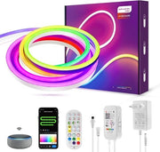Striscia LED Neon 5M WIFI RGBIC Cambio colore in tempo con la musica - Compatibile con Alexa Google Assistant - Impermeabile Flessibile Smart neon filo di luce per feste e uso domestico