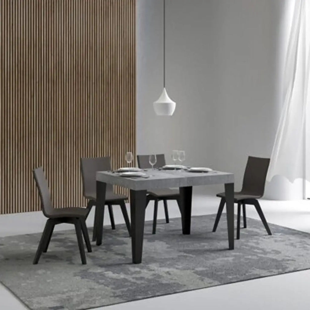 Tavolo allungabile 90/246x90 cm Flame colore cemento gambe antracite