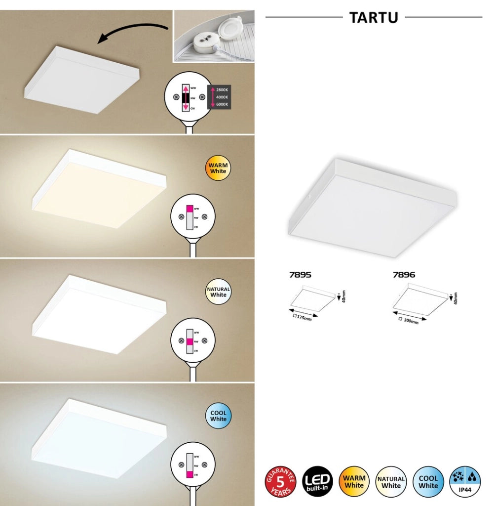 Plafoniera esterna LED 24W Tartu bianca 30x30 Rabalux